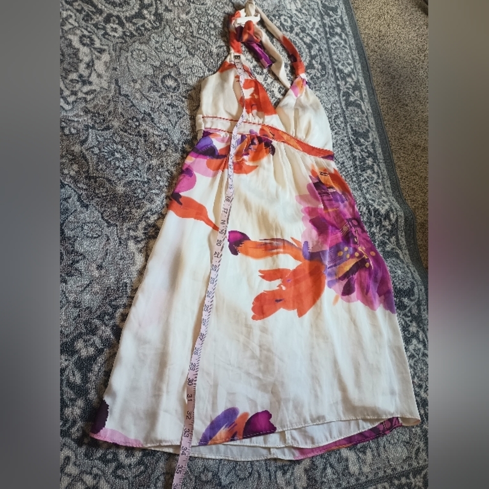Bisou Bisou Y2K Babydoll Halter Dress Size 6 Floral Satin Festival Boho Coquette - Picture 7 of 8